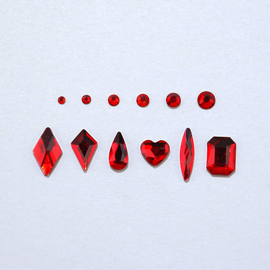 Nail Stone 12 Set - 3 Red Flat Stones