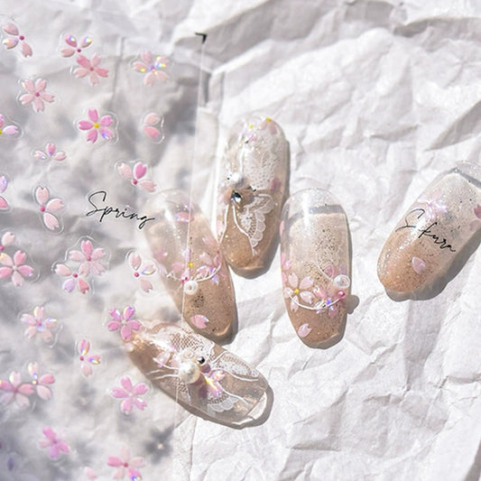 3D Embossed Nail Sticker Cherry Blossom -266