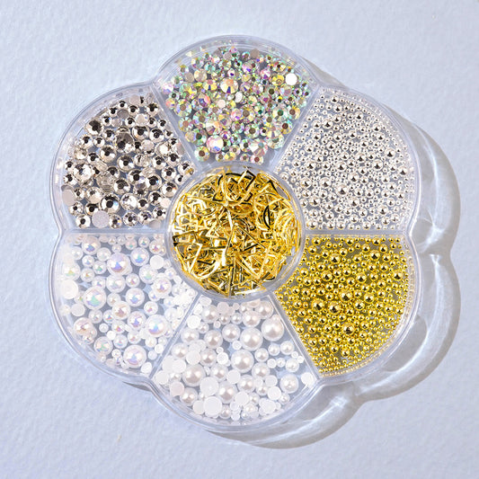 Nail Stone 7-piece set - 3 pearl charm balls
