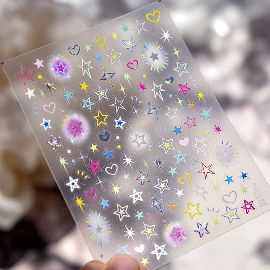 3D Embossed Mini Neon Star Nail Sticker -538