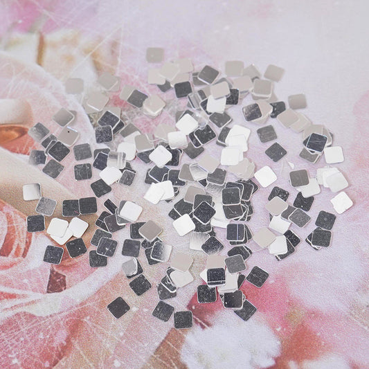 Silver Mirror Nail Glitter - Round and Square Metal