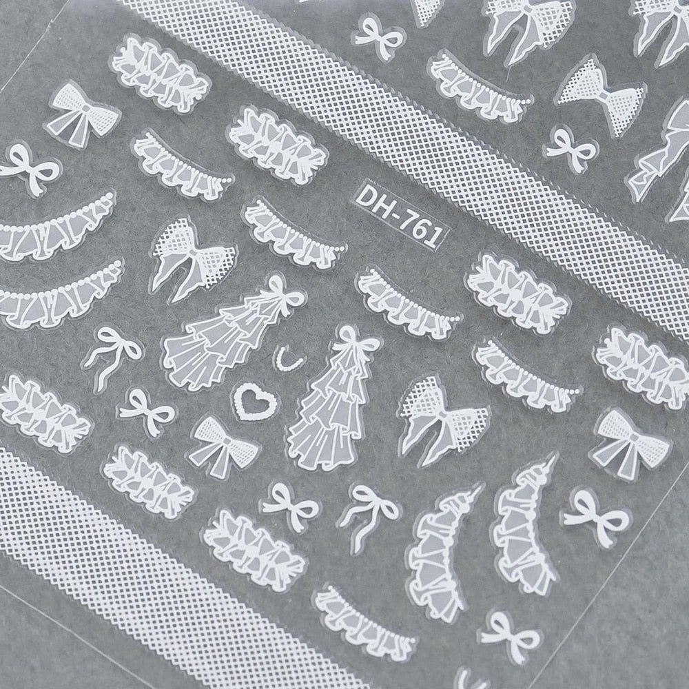 Nail Sticker-159 Ribbon See-through Lace Wedding