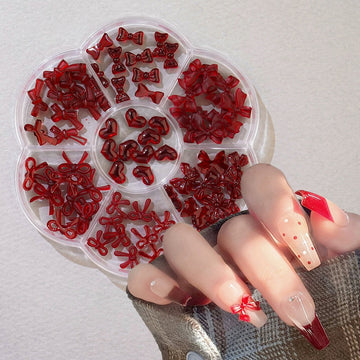 Nail parts -23 ribbon heart burgundy