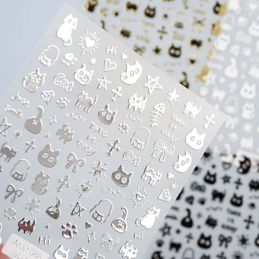 Nail Sticker-110 Cat Ribbon