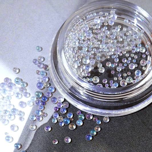 Ice Nail Stone-4 Transparent Aurora AB Glass Bead