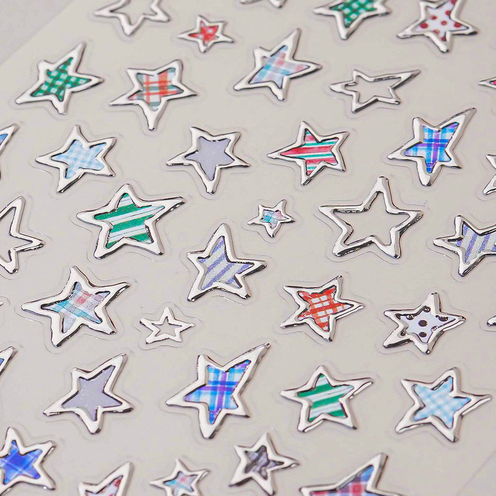 3D embossed nail sticker-596 star check dot
