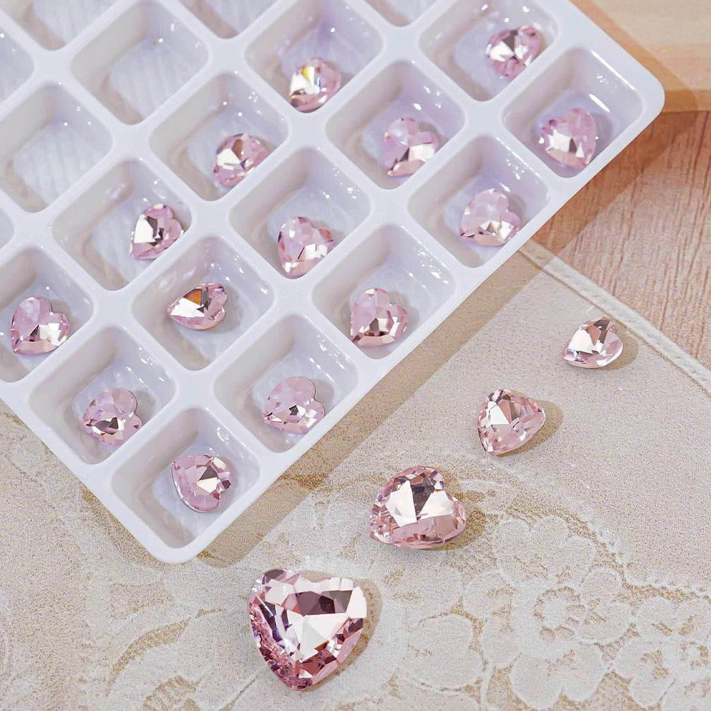 Heart Nail Stone-5 V Cut Pink 15 packs