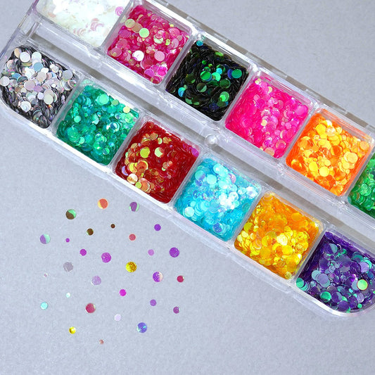 Round Nail Glitter Set of 12 - 6 Summer