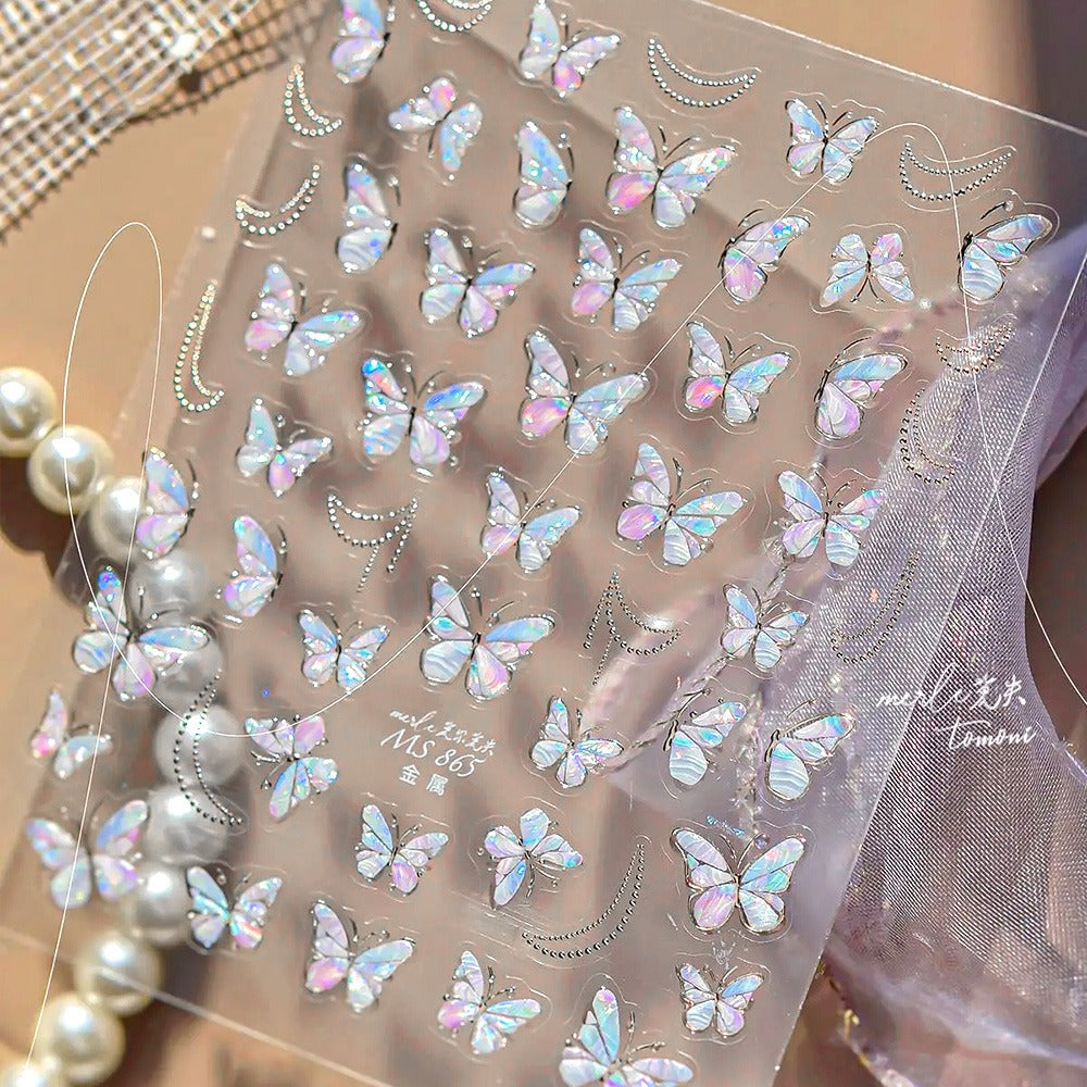 3D embossed nail sticker-614 Light Shell butterfly