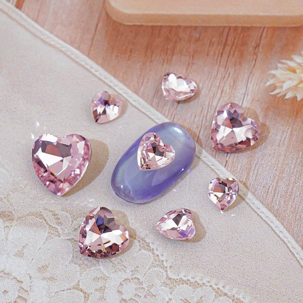 Heart Nail Stone-5 V Cut Pink 15 packs