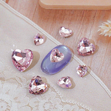 Heart Nail Stone-5 V Cut Pink 15 packs