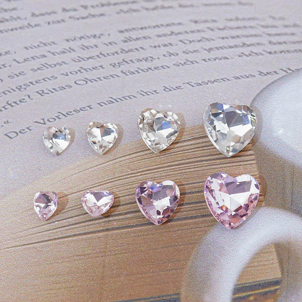 Heart Nail Stone-4 V-Cut Crystal 15 Pieces