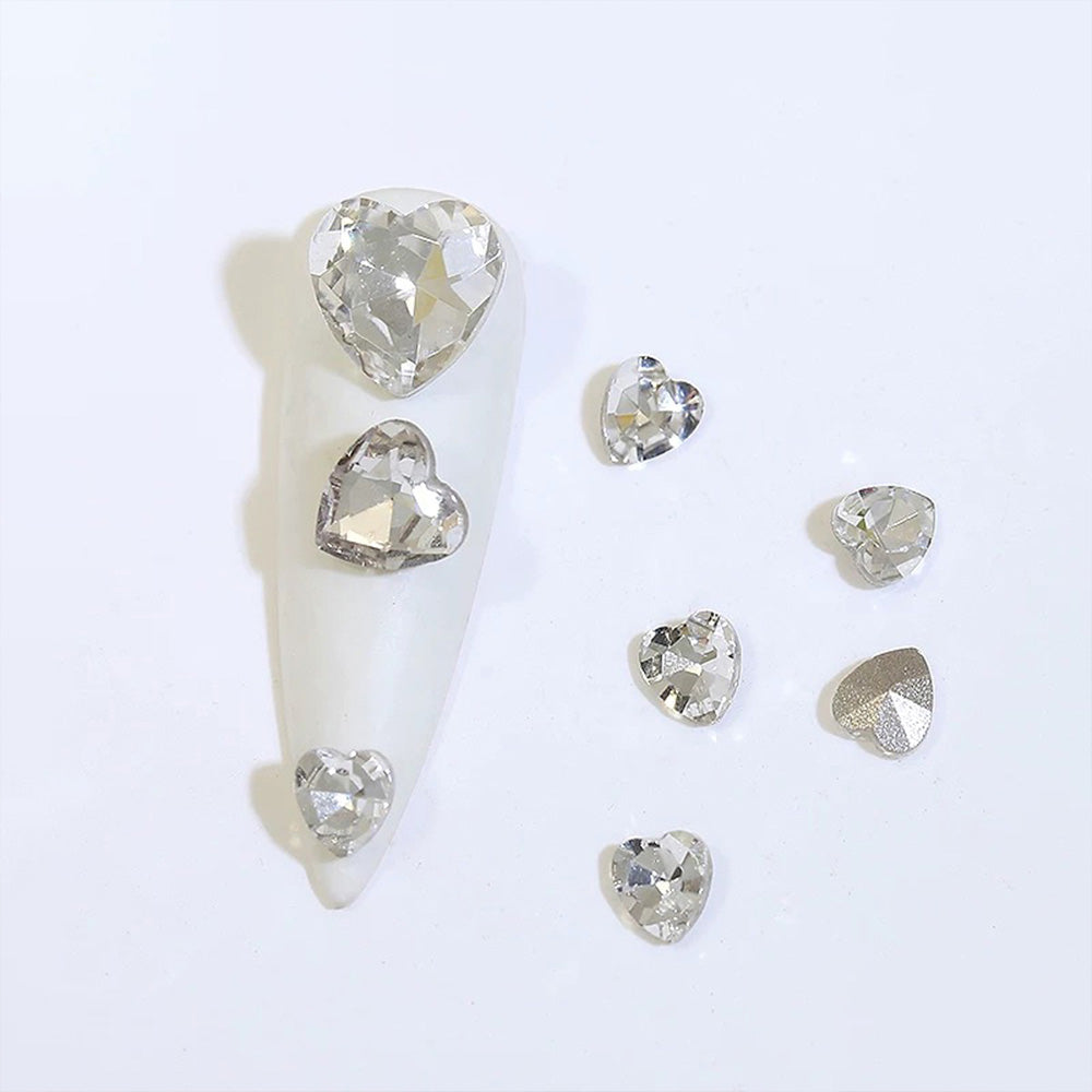 Heart Nail Stone-4 V-Cut Crystal 15 Pieces