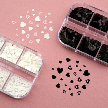 Heart Nail Glitter 6-piece set - 7 mixed spangles