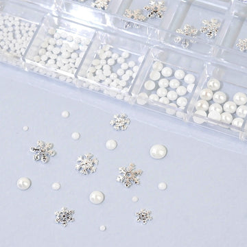 Snowflake Nail Parts Half Pearl 12 Set-1