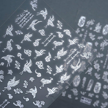 3D Embossed Nail Sticker - 615 Crane Cloud