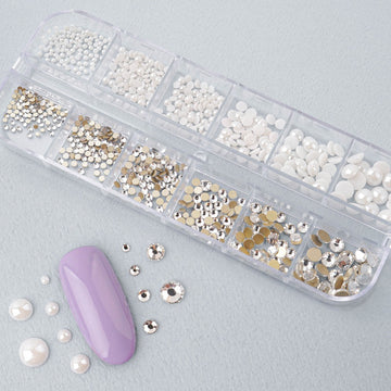 Glow Crystal Round x Half Pearl 12 Sets - 8