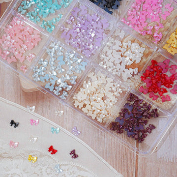 Ribbon nail parts- 2 mini pearls