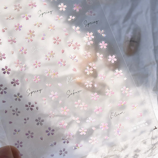 3D Embossed Nail Sticker Cherry Blossom -266