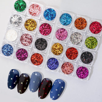 Heart Nail Glitter - 2 Super Mini 1mm