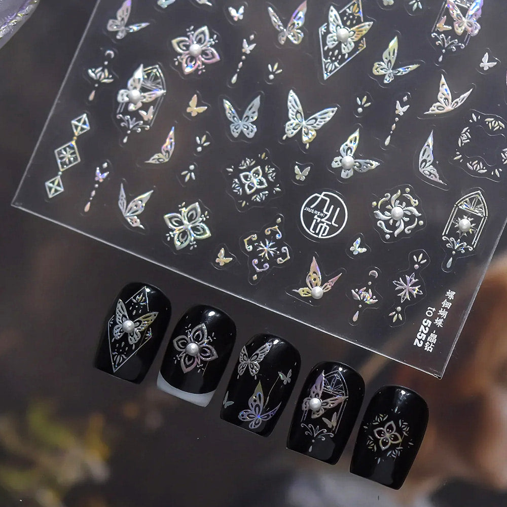 3D embossed nail sticker-609 shell butterfly pearl