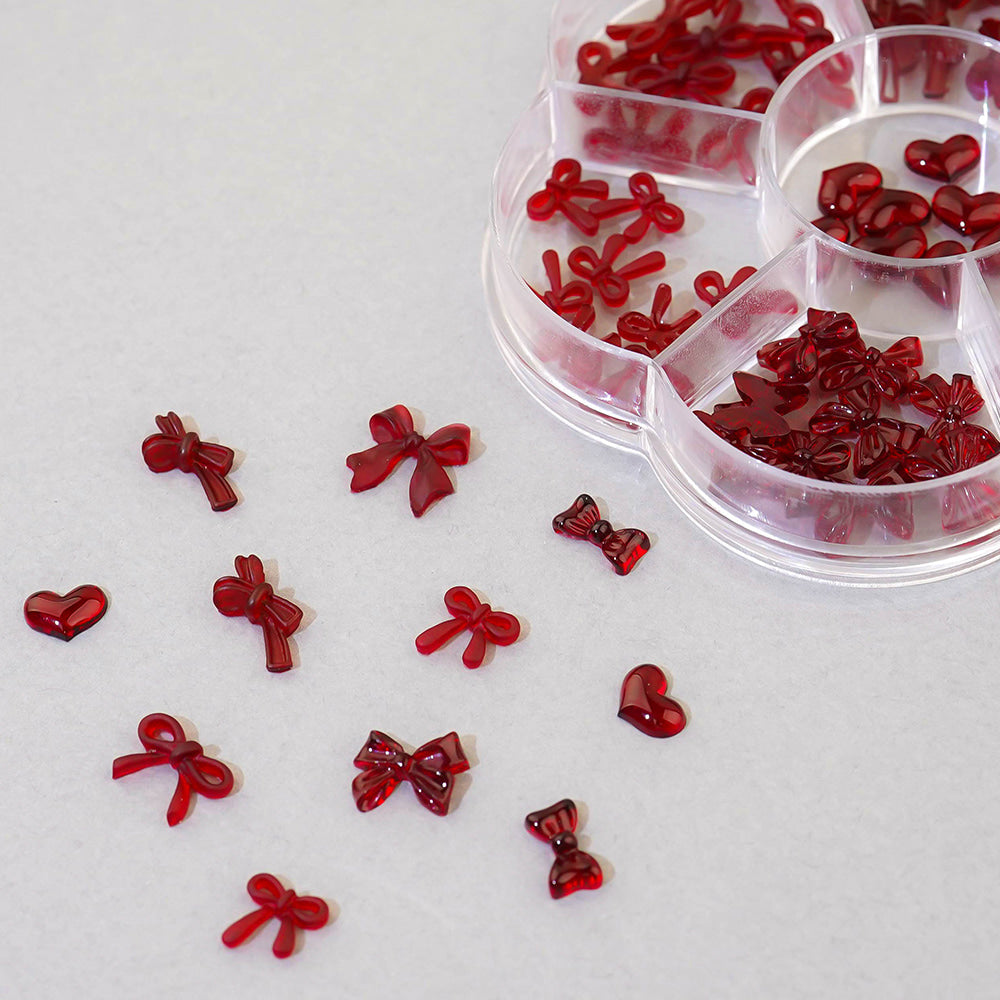 Nail parts -23 ribbon heart burgundy