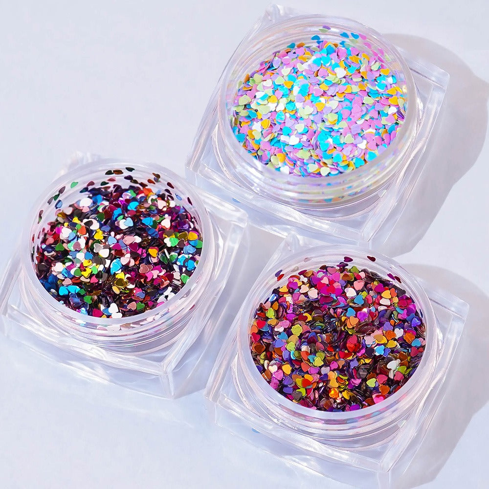 Heart Nail Glitter - 6 AB Mix Ultra Mini 1mm