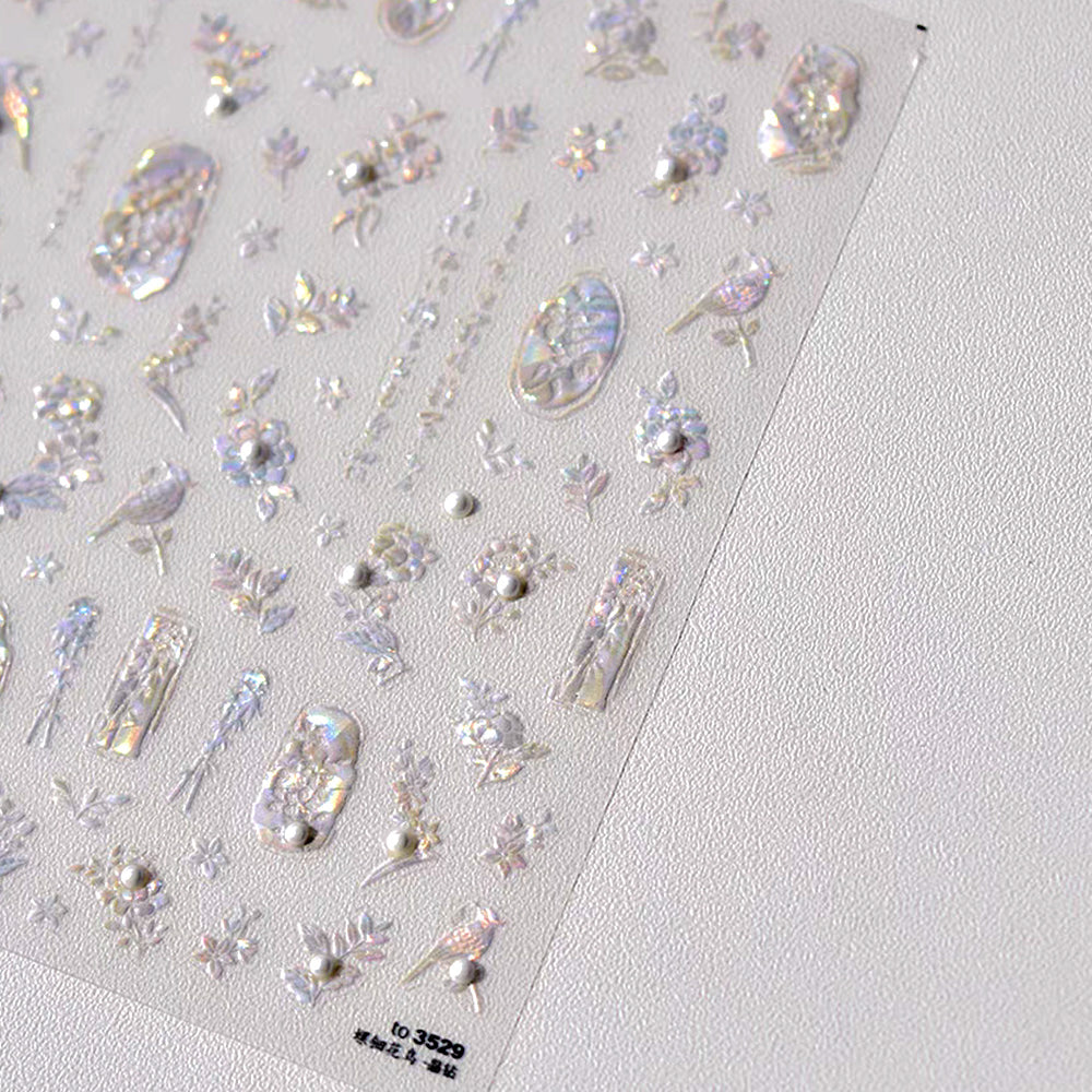 3D Embossed Nail Sticker - 472 New Flower Bamboo
