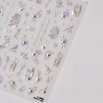 3D Embossed Nail Sticker - 472 New Flower Bamboo