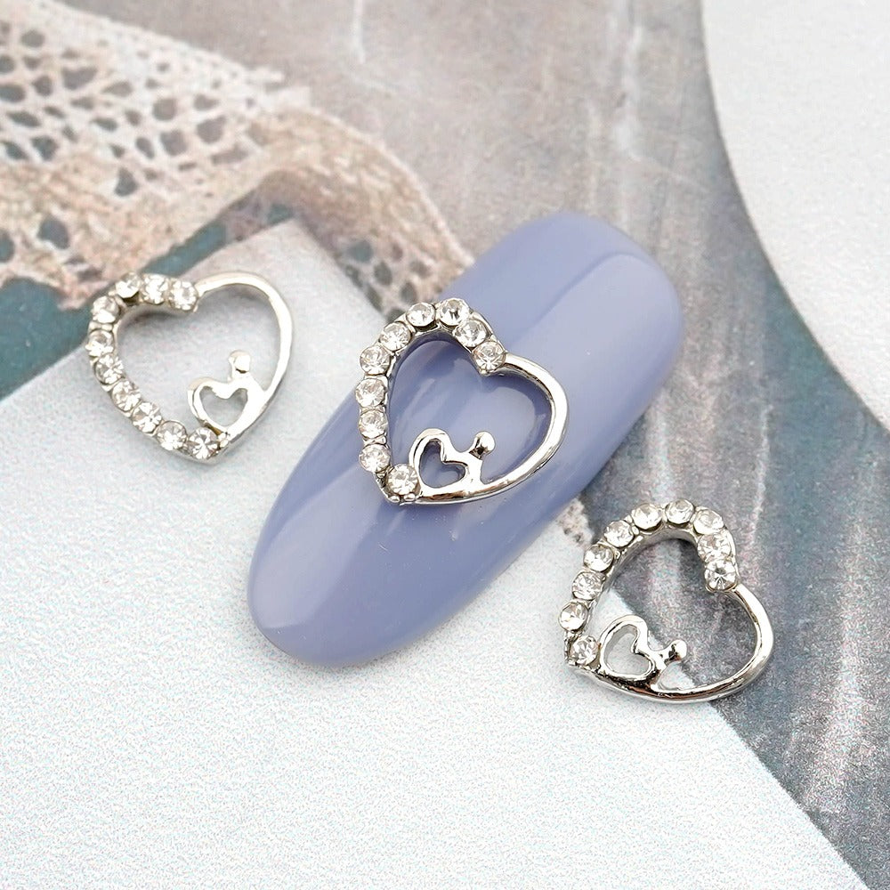 Heart Nail Parts-63 Metal Silver