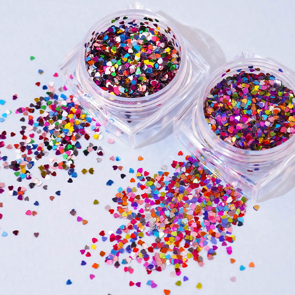 Heart Nail Glitter - 6 AB Mix Ultra Mini 1mm