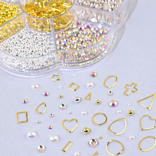Nail Stone 7-piece set - 3 pearl charm balls
