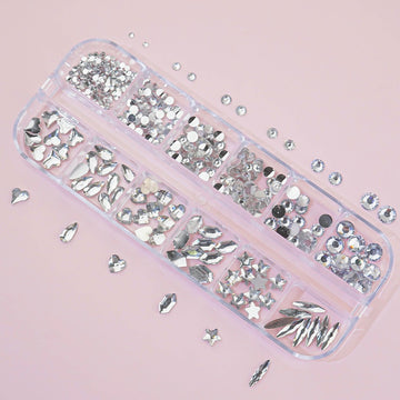 Nail Stone 12 Set - 4 Crystal Round