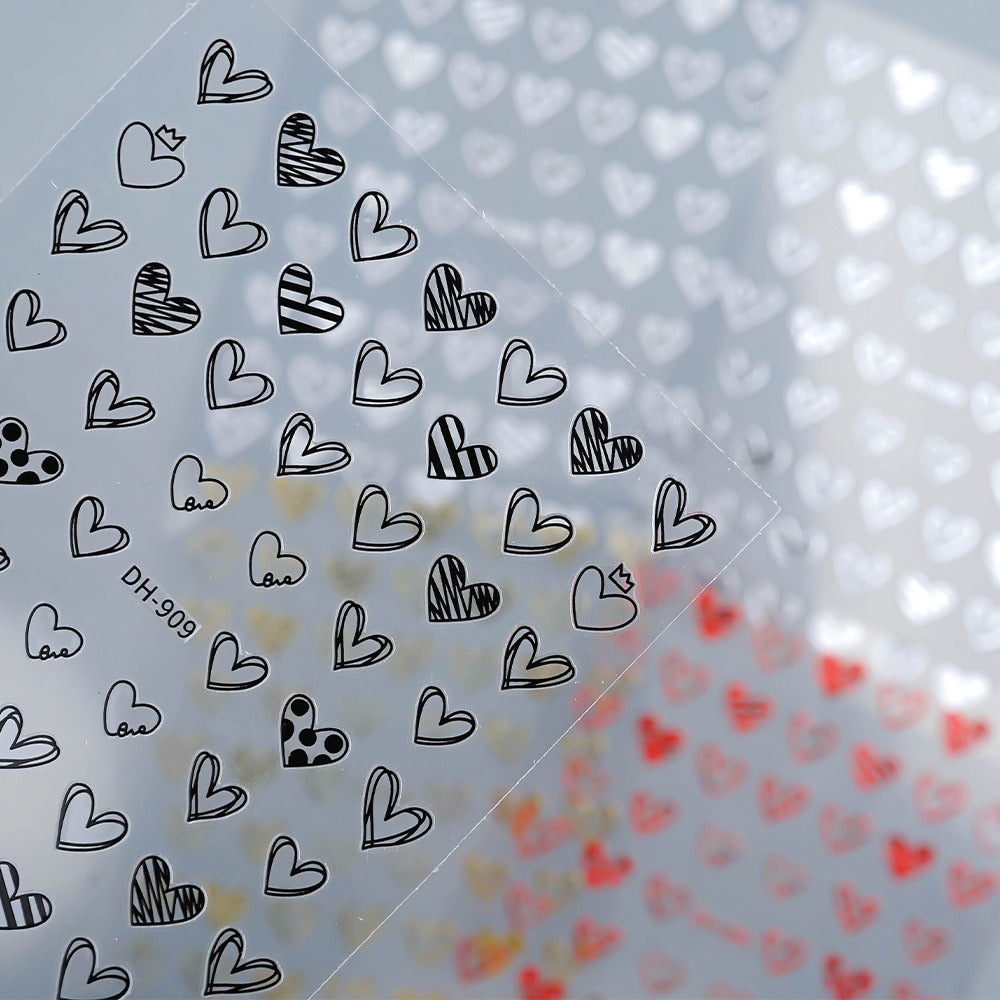 Nail Sticker-212 Heart Check Drawing