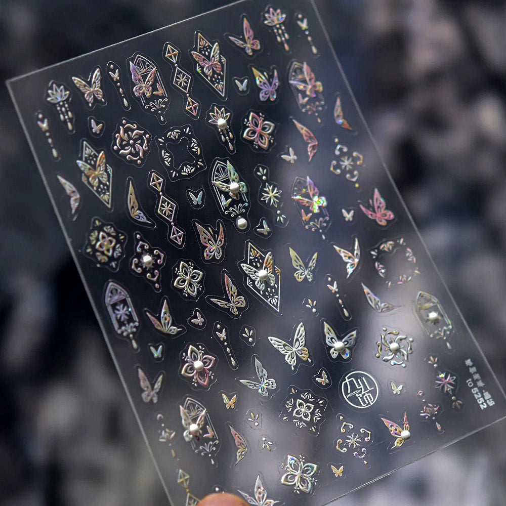 3D embossed nail sticker-609 shell butterfly pearl