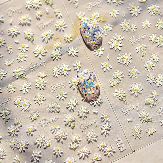 3D Embossed Spring Daisy Flower Nail Sticker – 475