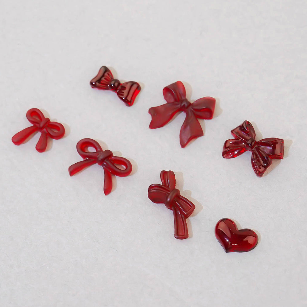 Nail parts -23 ribbon heart burgundy