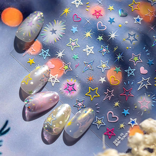 3D Embossed Mini Neon Star Nail Sticker -538