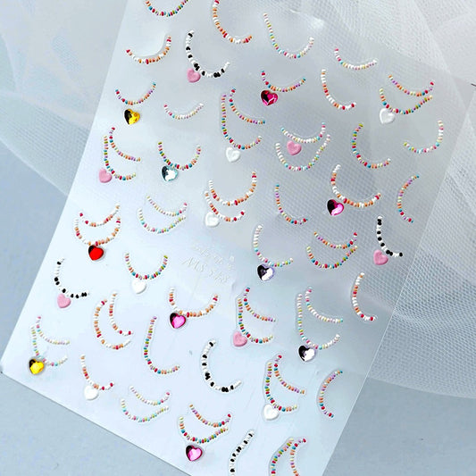 3D Embossed Nail Sticker - 291 Heart Necklace