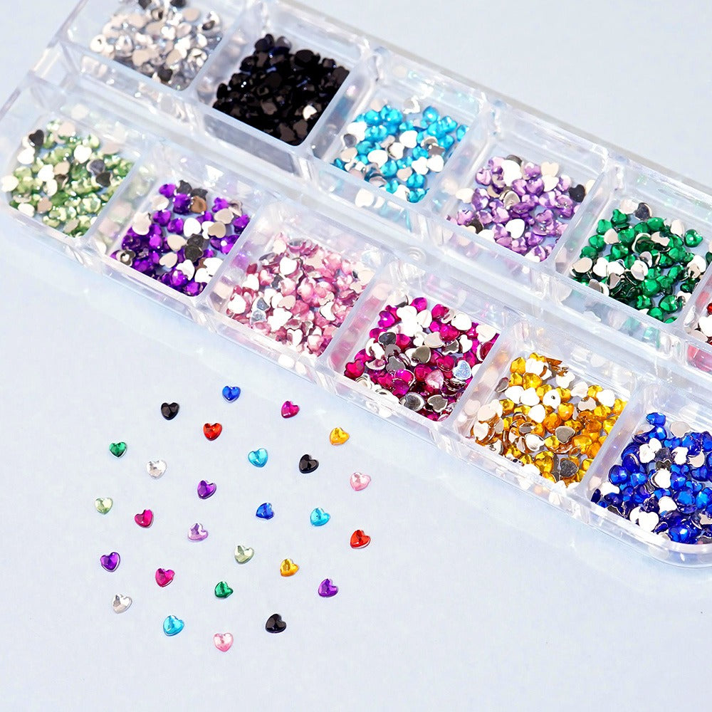 Mini Nail Stone 12 Set - 6 Heart Nail Parts