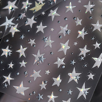 Premium Nail Stickers - 120 Silver Stars