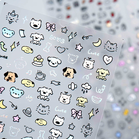 3D Embossed Nail Sticker - 209 Dog Cat