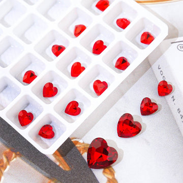 Heart Nail Stone-8 V Cut Red