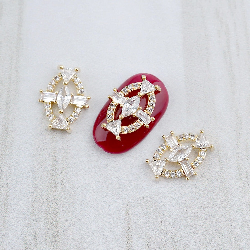 Luxury Nail Parts-52 Round Cross Stone
