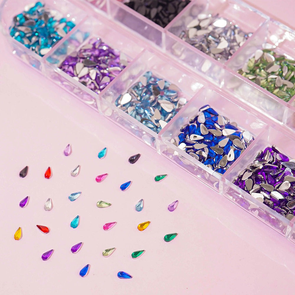 Mini Nail Stone 12 Set - 4 Teardrop Stones