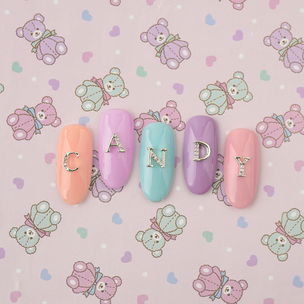 Luxury Nail Parts-48 Initial Alphabet Zirco Stone