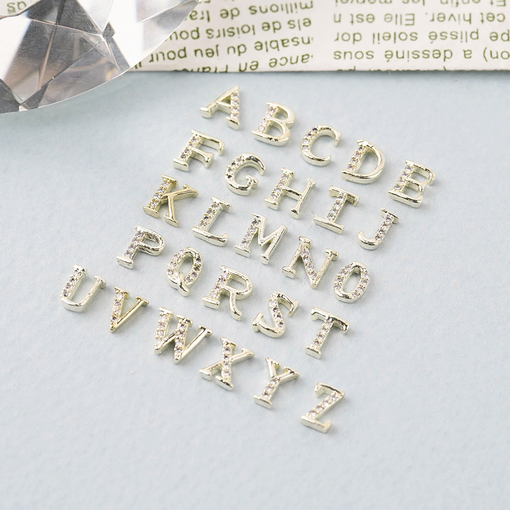 Luxury Nail Parts-48 Initial Alphabet Zirco Stone