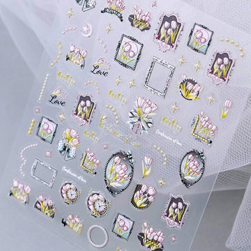 3D Embossed Nail Sticker - 303 Tulip Flower