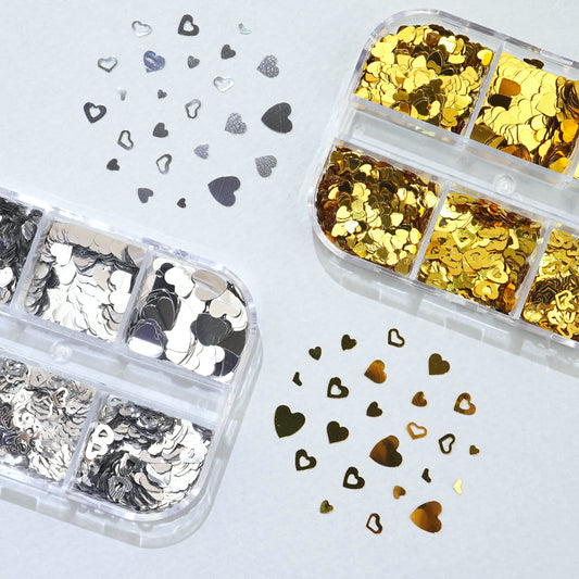 Heart Nail Glitter 6-piece set - 8 mixes