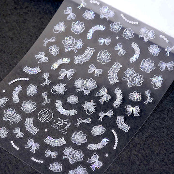 3D Embossed Nail Sticker - 483 Ribbon Lace Flower